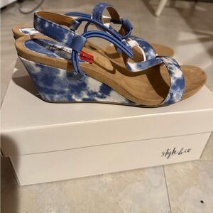 Style & Co. Blue Cloud Wedge Sandals